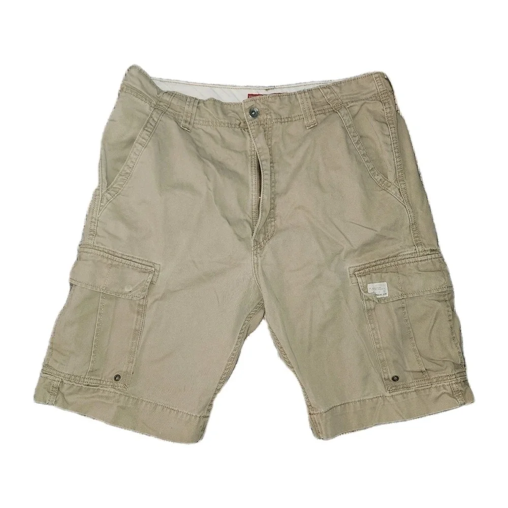 Levis‎ Dark Tan Khaki Cargo Shorts Men's Size 36 Flat Front Chino Thick